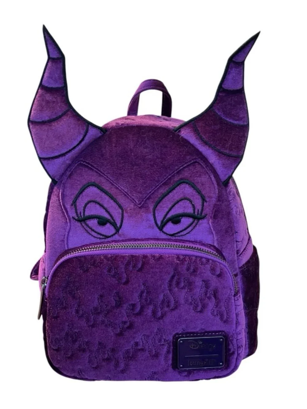 Loungefly Maleficent Velvet Figural Sleeping Beauty Purple Mini Backpack NWT